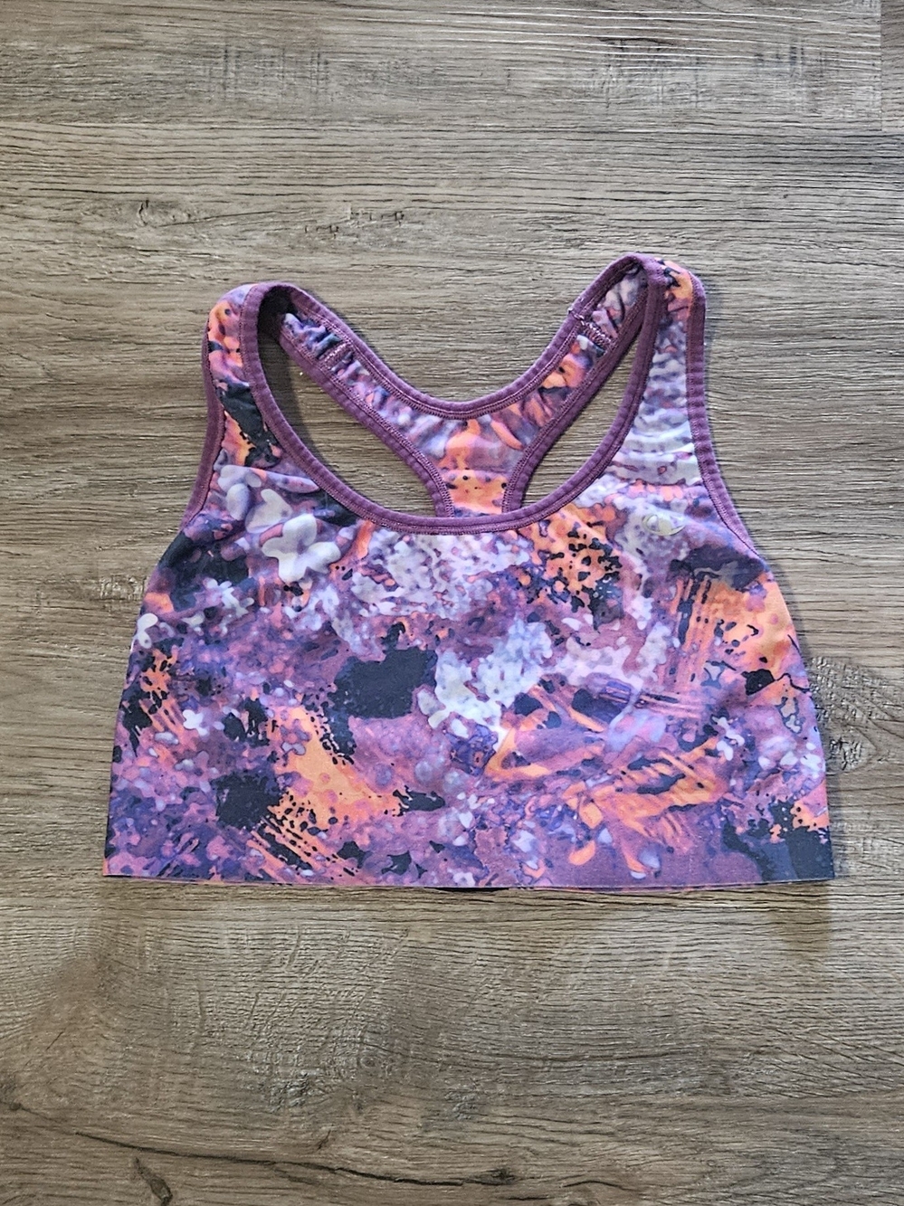 Champion Absolute Abstract Purple & Orange Racerback Sports Bra